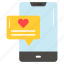 like, love, heart, feedback, rating, chat bubble, mobile 