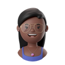 avatars, accounts, woman, female, person, people, african, long, hair, glasses, earrings, necklace, top 