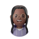 avatars, accounts, woman, female, person, people, african, round, glasses, hoodie 