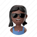 avatars, accounts, woman, female, person, people, african, sunglasses, glasses, necklace, earring 