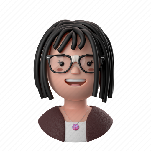 Avatars, accounts, broken, glasses, galsses, curly, hair 3D illustration - Download on Iconfinder