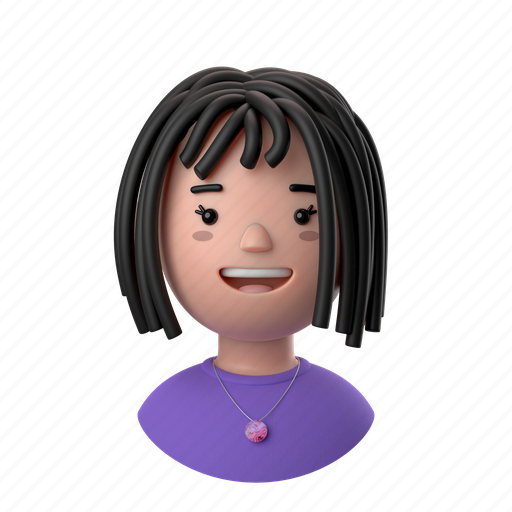 Avatars, accounts, female, woman, person, people, curly 3D illustration - Download on Iconfinder