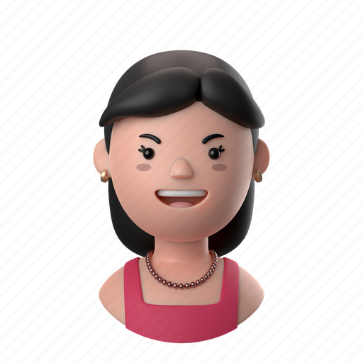 Avatars, accounts, female, woman, person, people, earrings 3D illustration - Download on Iconfinder