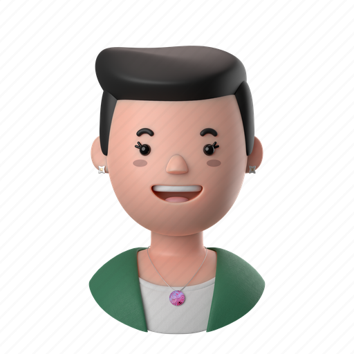 Avatars, accounts, female, woman, person, people, necklace 3D illustration - Download on Iconfinder
