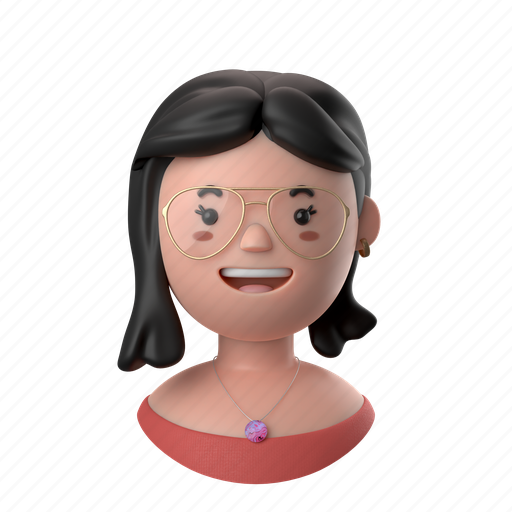 Avatars, accounts, haircut, glasses, earring, necklace, woman 3D illustration - Download on Iconfinder