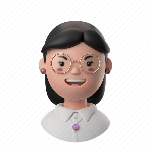 Avatars, accounts, woman, female, glasses, nerd, geek 3D illustration - Download on Iconfinder