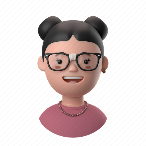 Avatars, accounts, woman, female, person, people, buns 3D illustration - Download on Iconfinder
