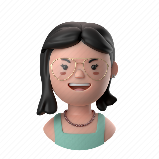 Avatars, accounts, woman, female, person, people, glasses 3D illustration - Download on Iconfinder