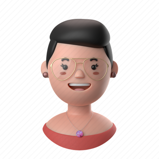 Avatars, accounts, woman, female, person, people, glasses 3D illustration - Download on Iconfinder