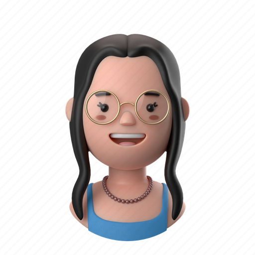 Avatars, accounts, woman, female, person, people, long 3D illustration - Download on Iconfinder