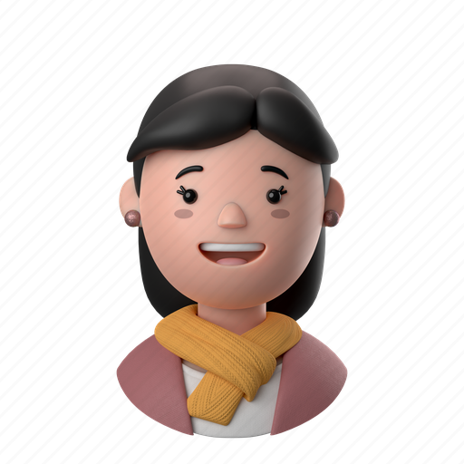 Avatars, accounts, woman, female, person, people, scarf 3D illustration - Download on Iconfinder
