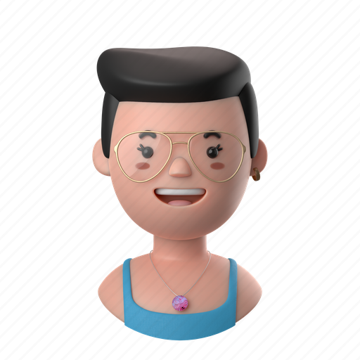 Avatars, accounts, woman, female, short, hair, necklace 3D illustration - Download on Iconfinder