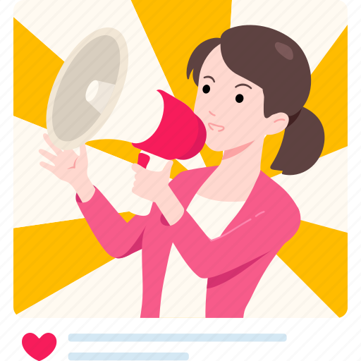 Female, entrepreneur, holding, megaphone, speaker, advertising, promote icon - Download on Iconfinder