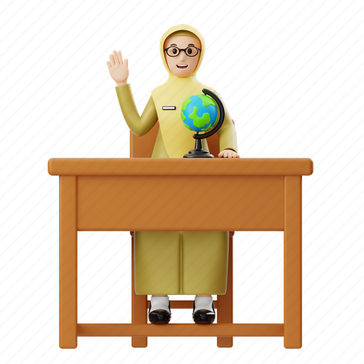 Female, hijab, teacher, education, character, people, study 3D illustration - Download on Iconfinder