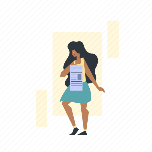 Girl, woman, female, document, paper, page illustration - Download on Iconfinder