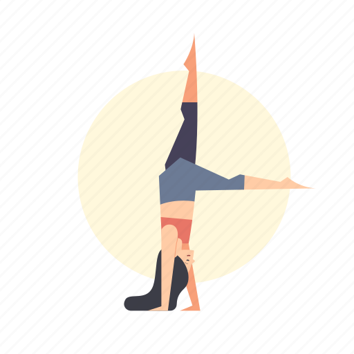 Handstand, woman, girl, female, exercise illustration - Download on Iconfinder