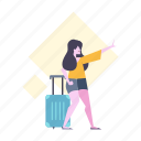 woman, luggage, baggage, travel