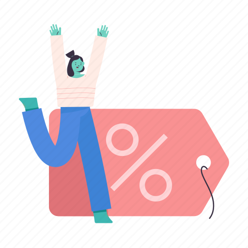 Ecommerce, female, person, sales, woman, sale, tag illustration - Download on Iconfinder