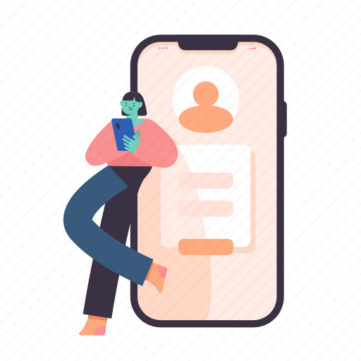 Woman, female, person, smartphone, account, user, profile illustration - Download on Iconfinder