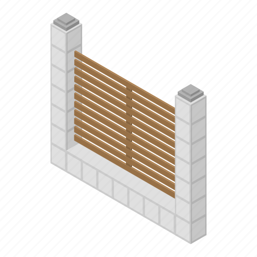 Cartoon, fence, frame, isometric, silhouette, stone, wood icon - Download on Iconfinder
