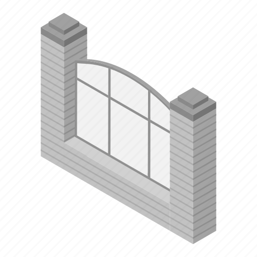 Brick, cartoon, fence, frame, isometric, silhouette, white icon - Download on Iconfinder