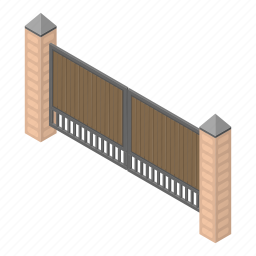 Border, cartoon, gates, isometric, metal, silhouette, wood icon - Download on Iconfinder