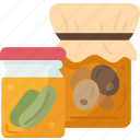 pickles, jars, vegetable, probiotics, food