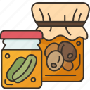 pickles, jars, vegetable, probiotics, food