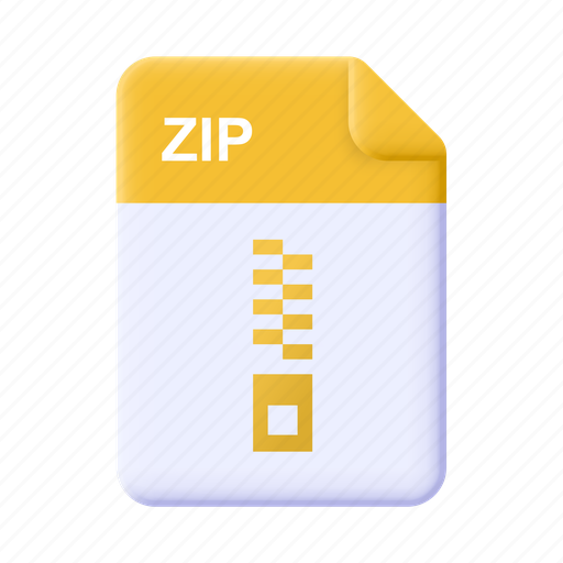 Zip, name, compress, document, file, archive 3D illustration - Download on Iconfinder