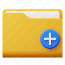 add, document, file, data, folder, storage, folder icon