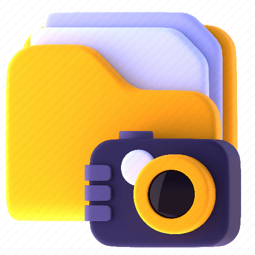Camera, file, folder, document, media 3D illustration - Download on Iconfinder