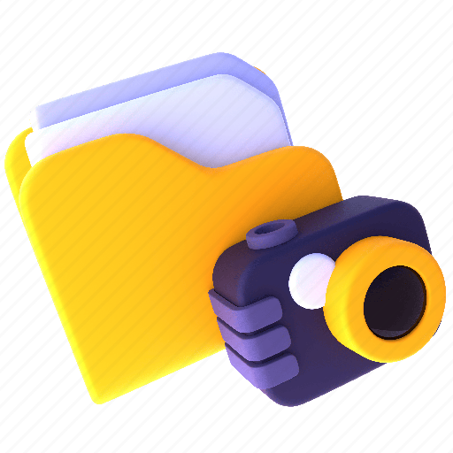 Camera, 2, file, folder, document, media 3D illustration - Download on Iconfinder