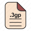document, extension, file, file 3gp, format, video