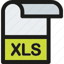 xls, data, document, extension, file, format, paper 