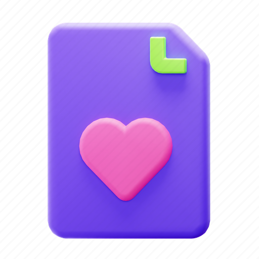 File, favorite, bookmark, like, love, heart, document 3D illustration - Download on Iconfinder