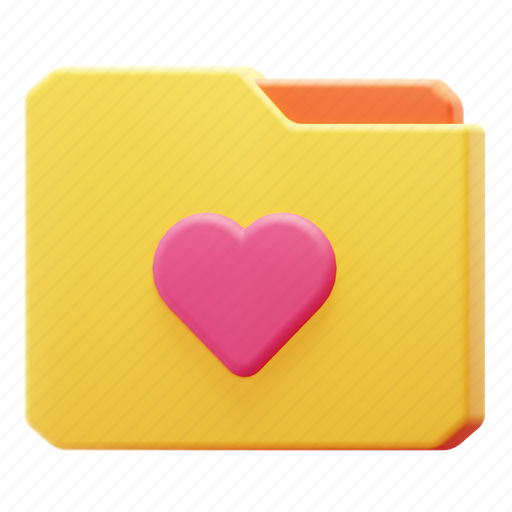 Folder, favorite, bookmark, heart, love, document, archive 3D illustration - Download on Iconfinder
