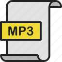 document, extension, file, format, mp3, music, page