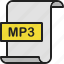 document, extension, file, format, mp3, music, page 