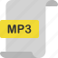 document, extension, file, format, mp3, music, page 