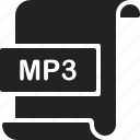 document, extension, file, format, mp3, music, page