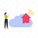 cloud, wifi, home, female, wireless