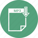 document, extension, file, format, mp3, type