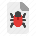 bug, file, page, document, data, insect, virus, malware, infected