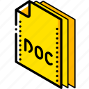 doc, file, folder, isometric, word