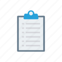 clipboard, document, file, list