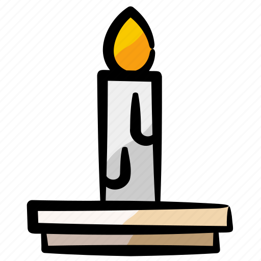 Candle, holder, fire, torch, wax, light, halloween icon - Download on Iconfinder