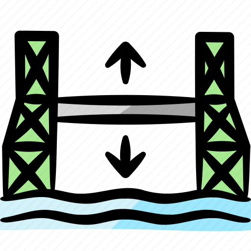 Lift bridge, bridge, river, water, stream, traffic icon - Download on Iconfinder