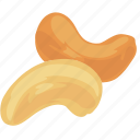 cashew, dry fruits, dry fruits icon, food, nut 