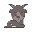 animals, branch, conservation, cute, design, environment, filled, filled outline, flat, forest, front view, fur, goat, hair, hairy, illustration, jungle, mammal, mustache, nature, outdoor, outline, species, tree, tropical, vector, wild, wildlife, wood, zoo 