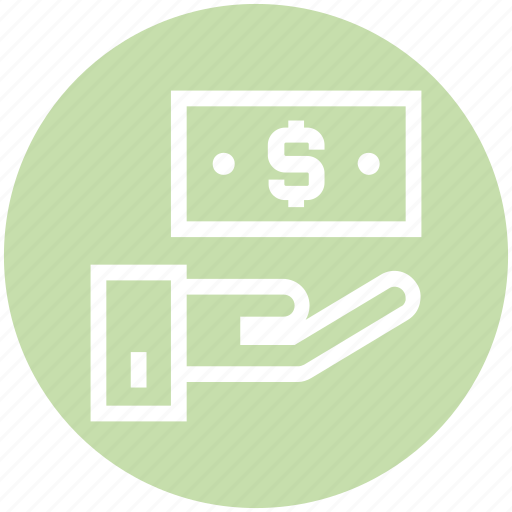 Cash, cash on hand, finance, hand and note, hand holding dollar, hand with dollar, money icon - Download on Iconfinder